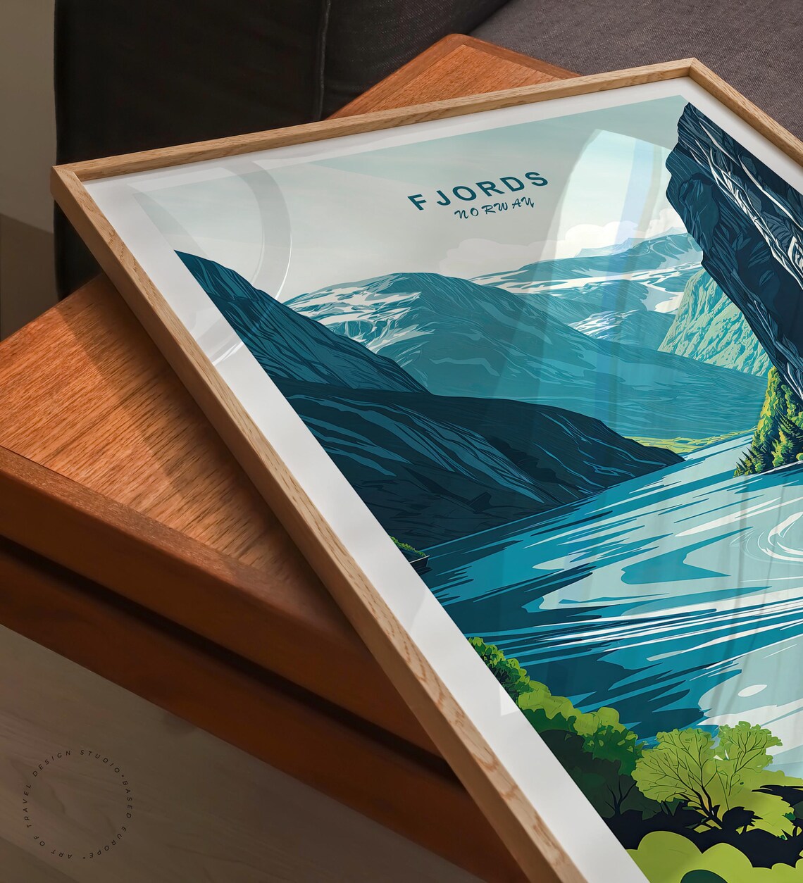 Fjords Norway Fjord Cruise Boat Scene With Title At Top Poster - Image 3