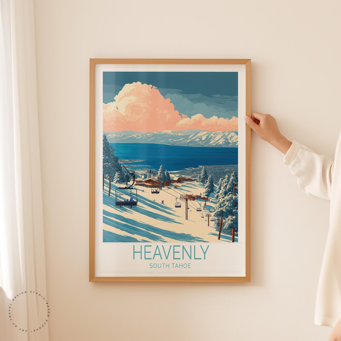 Heavenly South Tahoe Chairlift Mountain Ski Vintage Travel Art Poster - Image 5