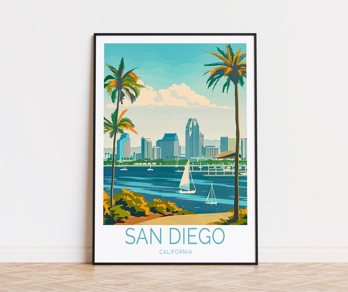 San Diego Travel Poster California Wall Art San Diego Coastal Print Home Decor Custom Travel Poster Birthday Gifts