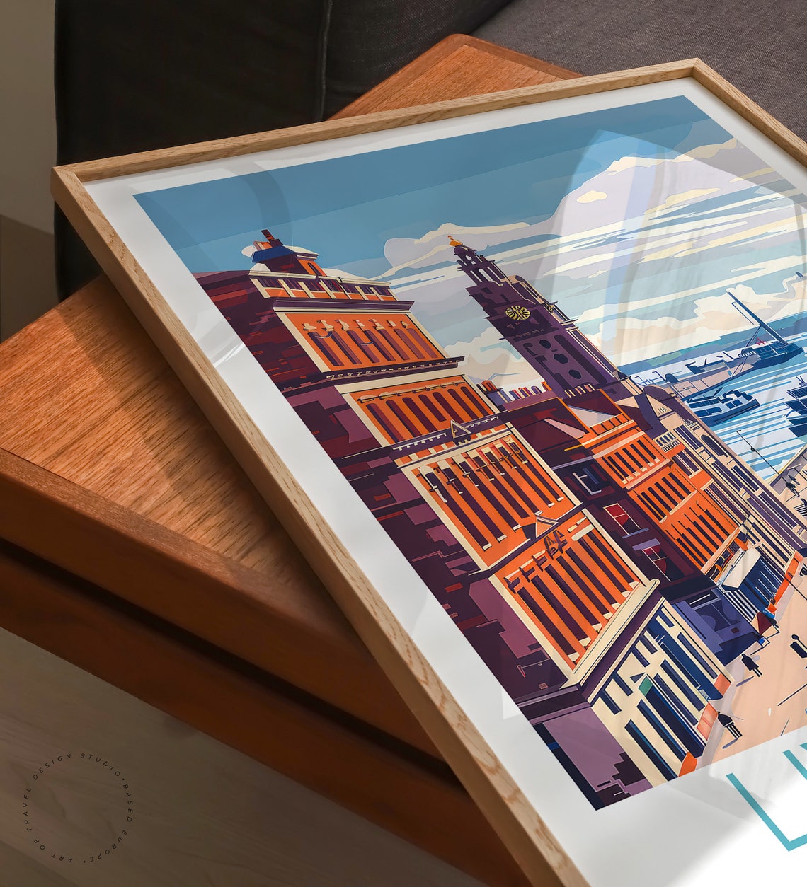 Liverpool United Kingdom Historic Waterfront Skyline Travel Poster - Image 3