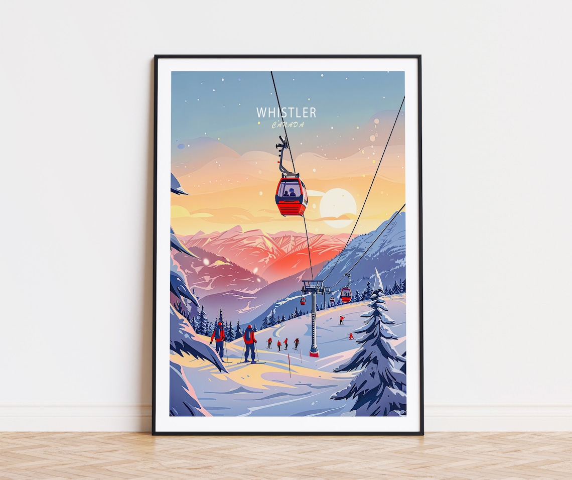 Whistler Canada Winter Travel Poster, Ski Resort Art Print