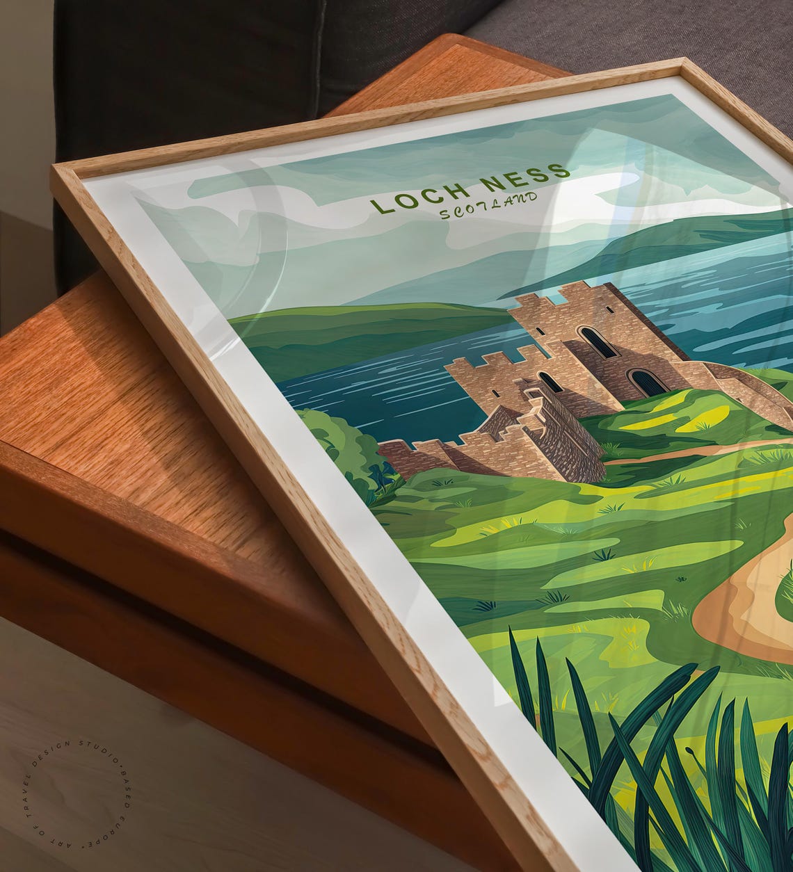 Loch Ness Castle Lakeside Trail Scene With Top Caption Poster - Image 3