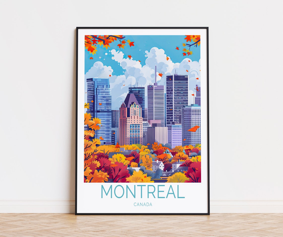 Montreal Canada Autumn Skyline Fall Foliage Downtown City Wall Art