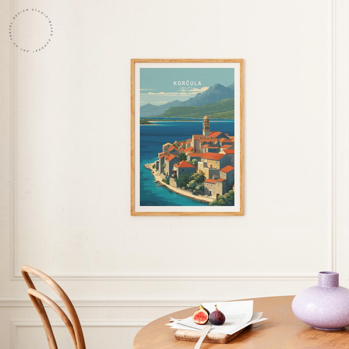 Korcula Croatia Old Town Red Roofs Church Tower Seaside Travel Poster - Image 4