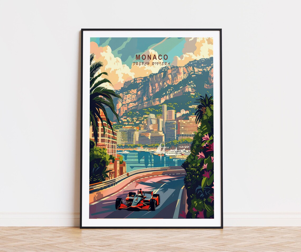 Monaco Travel Poster, French Riviera Wall Art