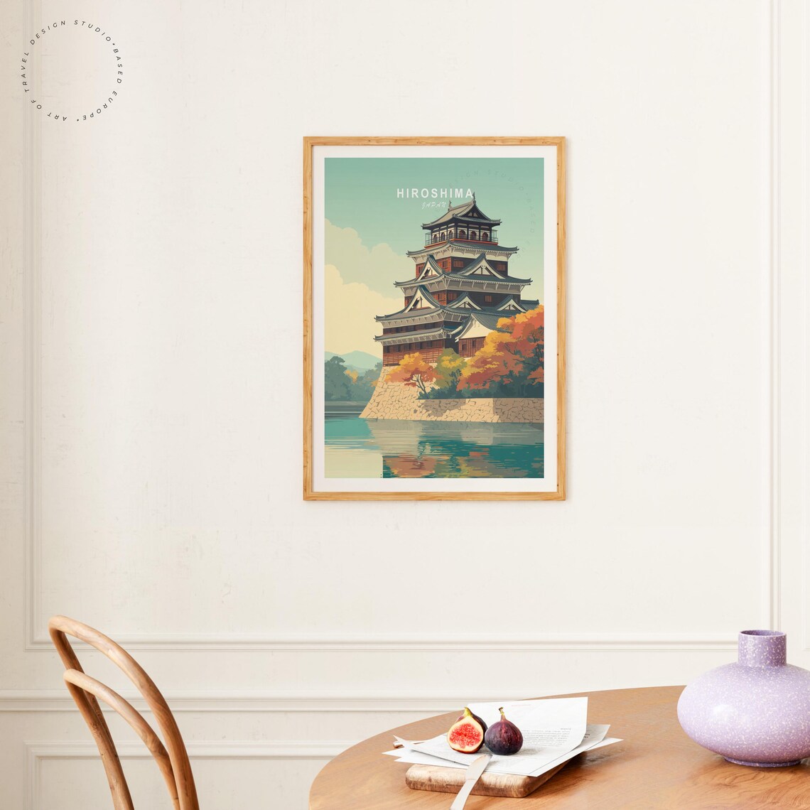 Hiroshima Japan Historic Castle Tiered Roofs Vintage Travel Poster - Image 4