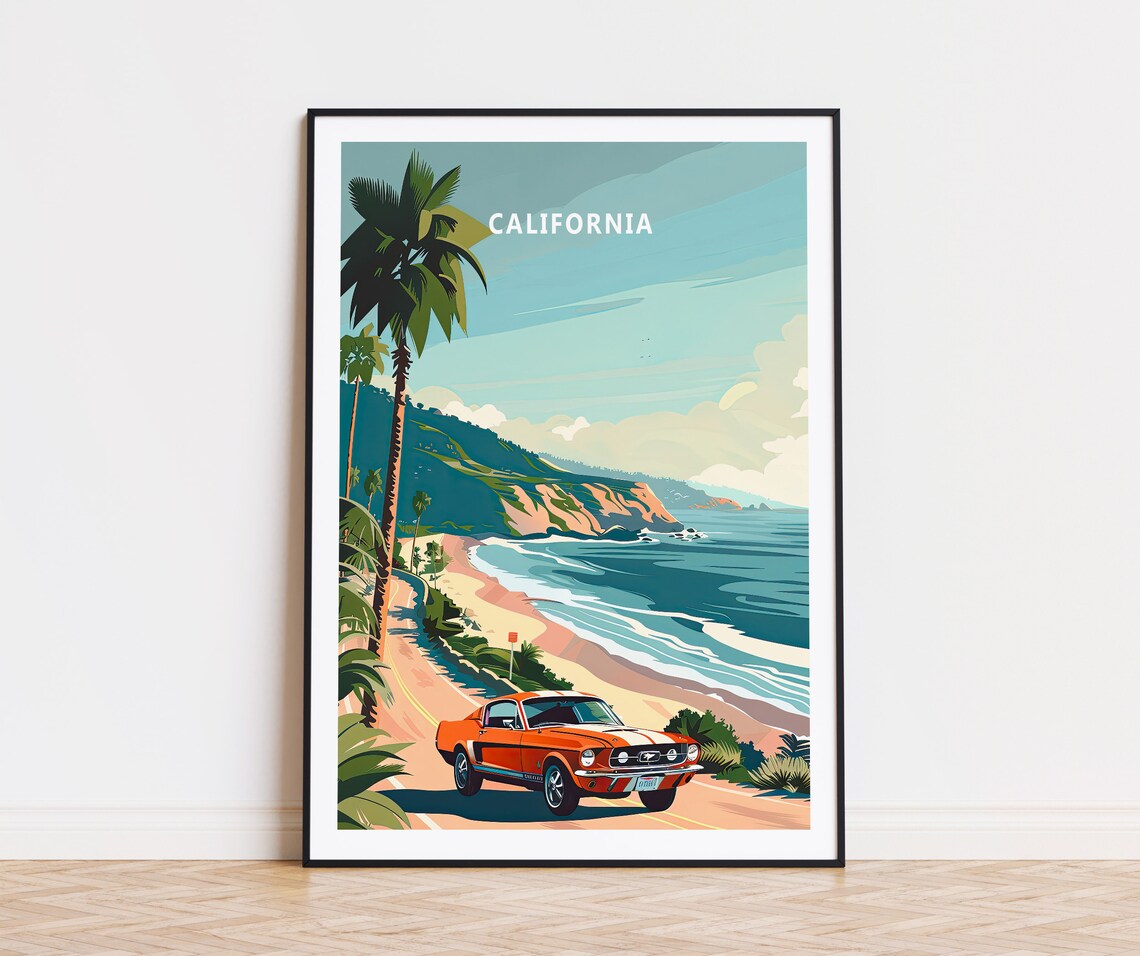 California Travel Poster, USA Coast Travel Poster