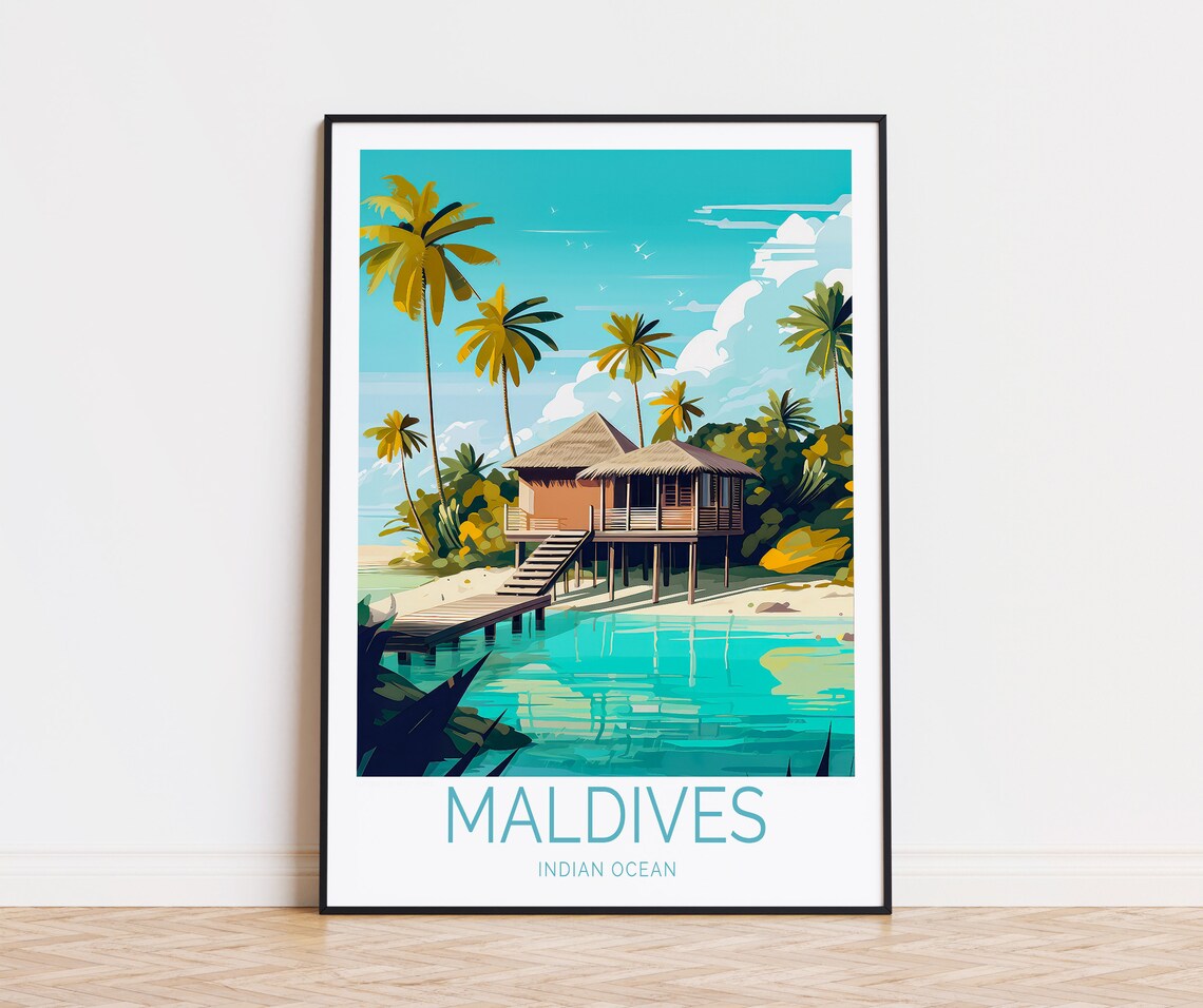 Maldives Travel Poster, South Asia Travel Poster
