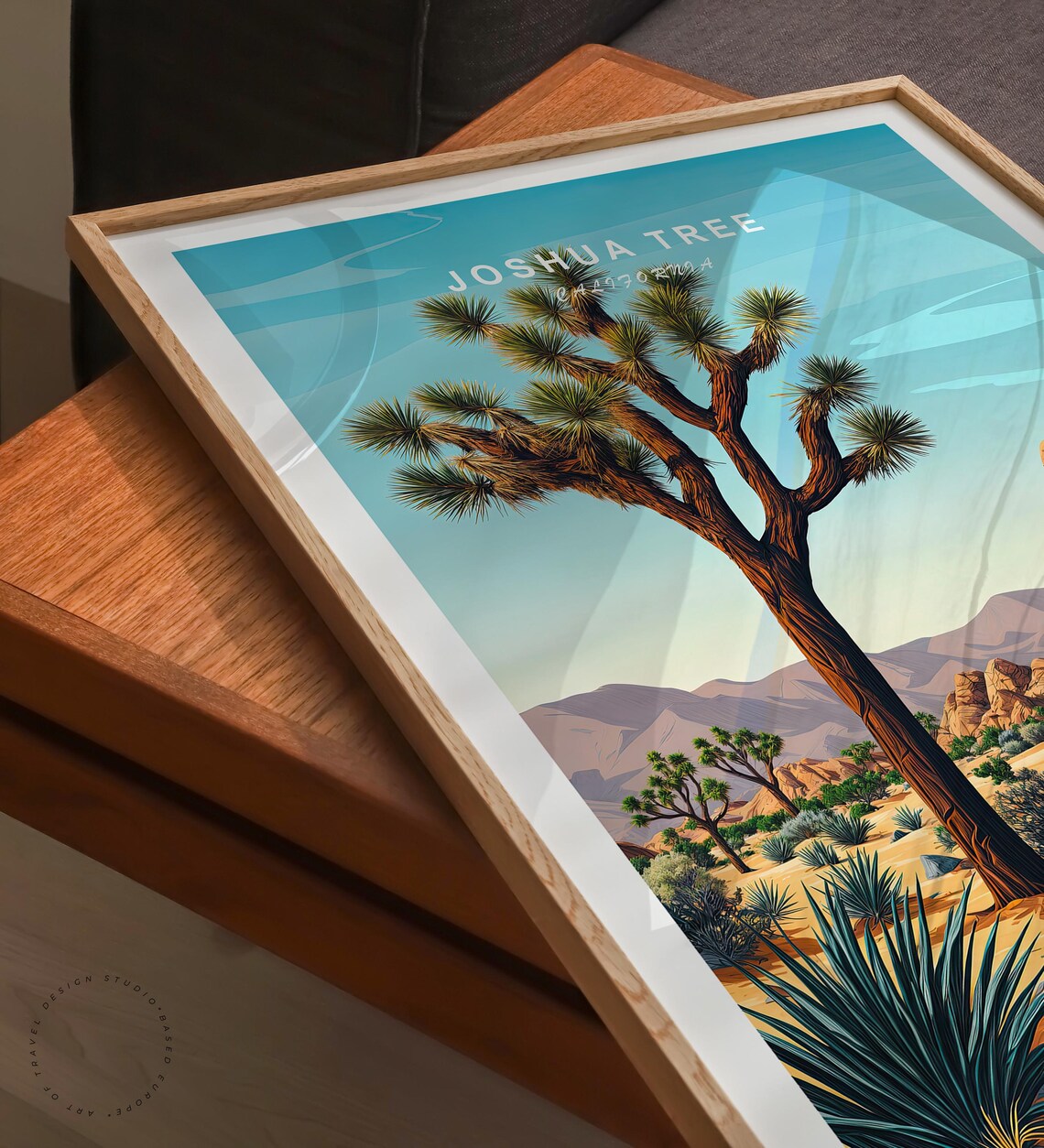 Joshua Tree Desert Scene Golden Boulders With Sky Lettering Poster - Image 3