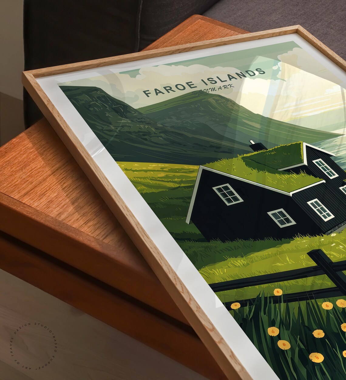 Faroe Islands Denmark Turf Roof House Cliff Ocean Wildflowers Poster - Image 6