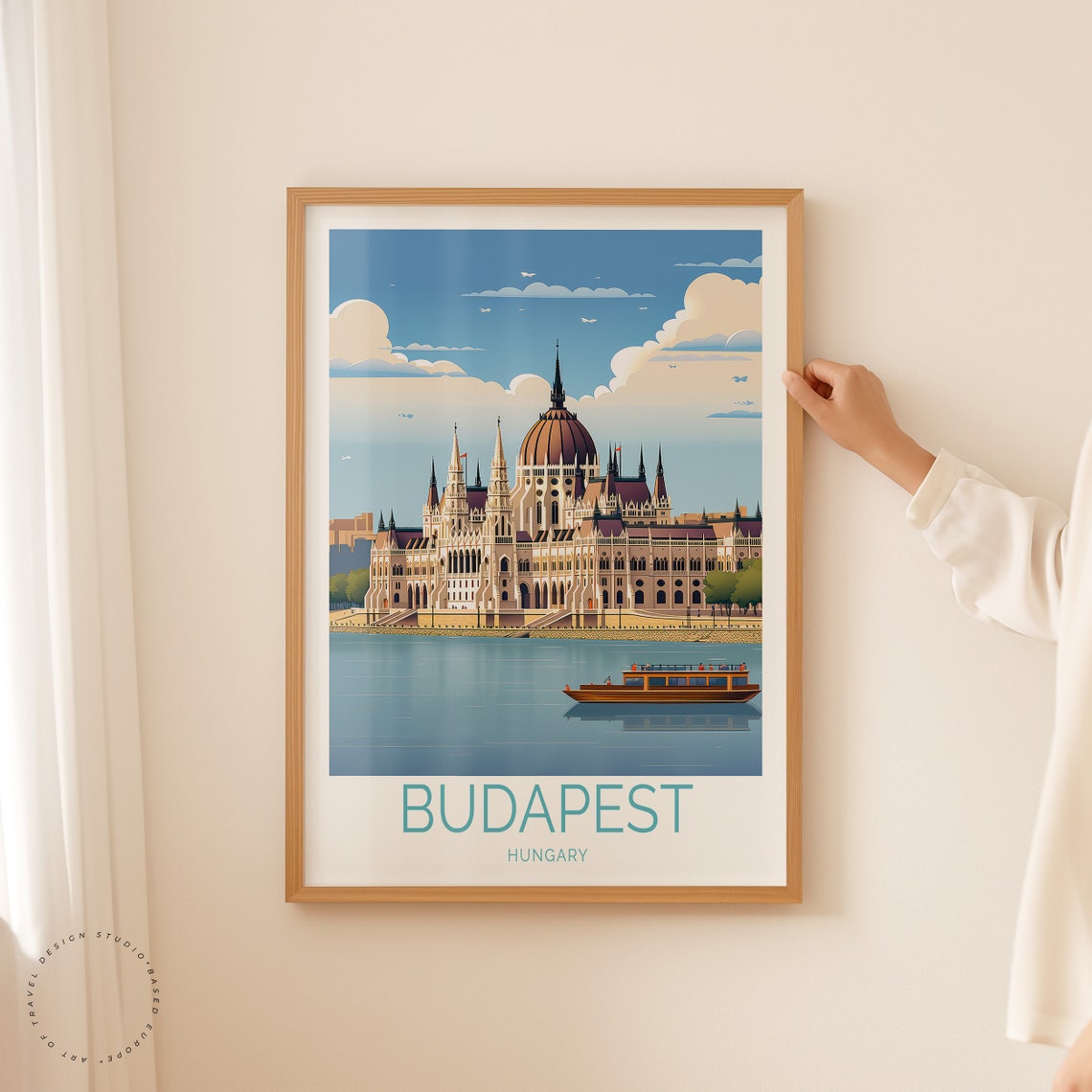 Budapest Hungary Parliament Building On The Danube Travel Poster - Image 2