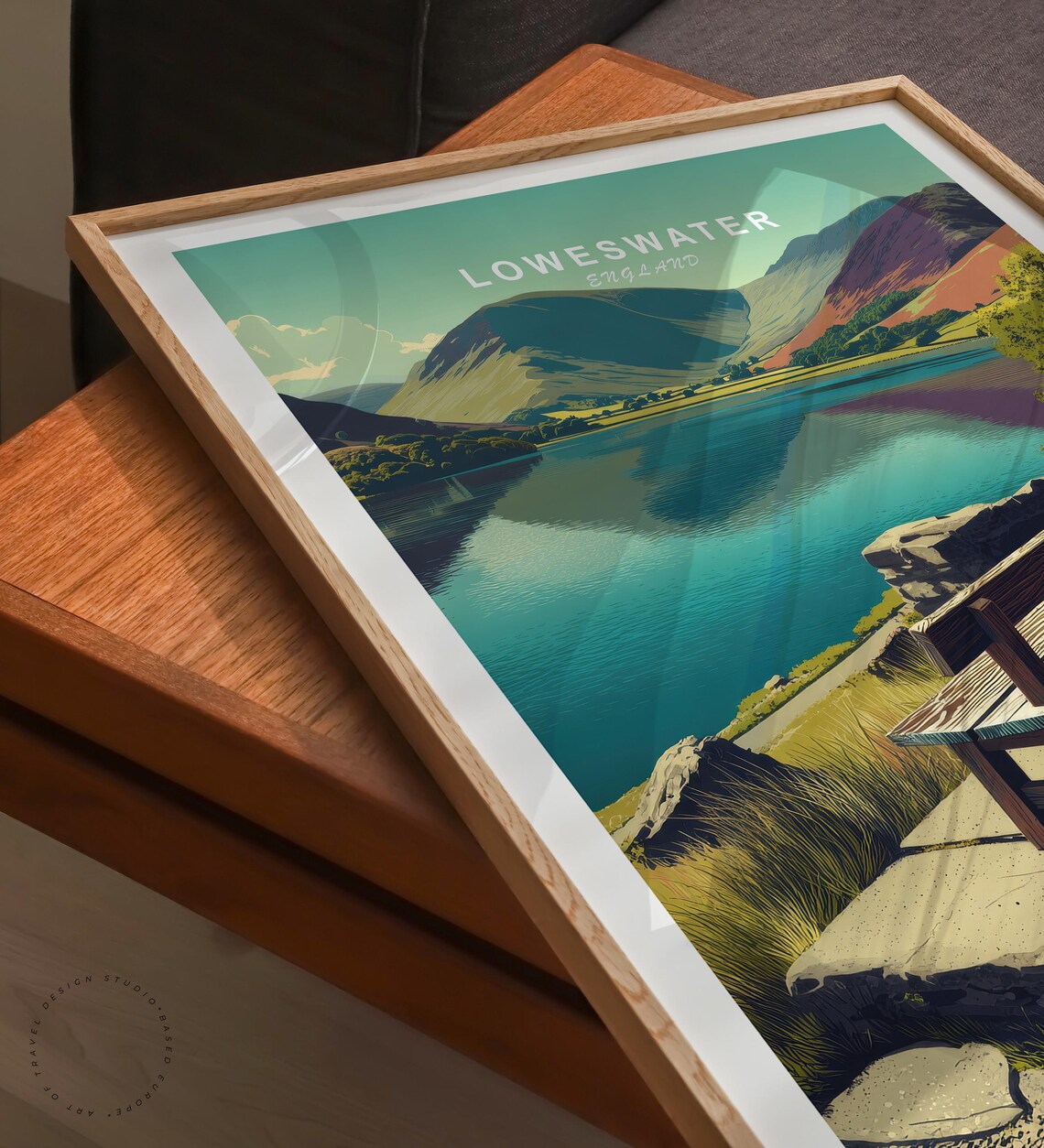 Loweswater England Lake District Fell Reflection Bench Travel Poster - Image 6