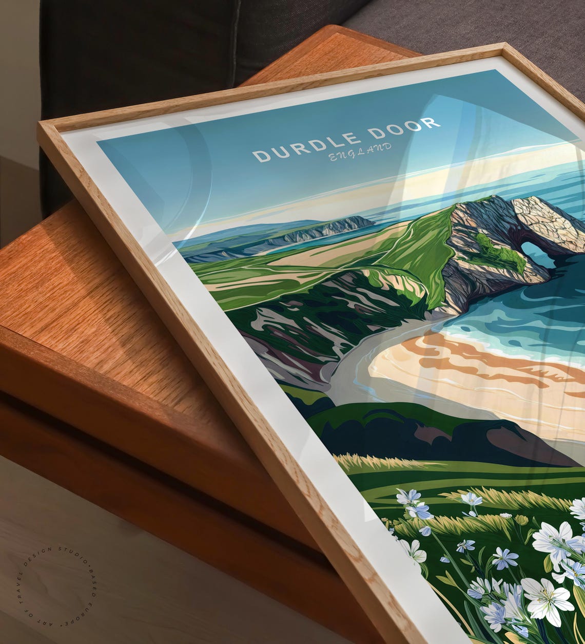Durdle Door England Limestone Arch Coastal Beach Wildflowers Poster - Image 6