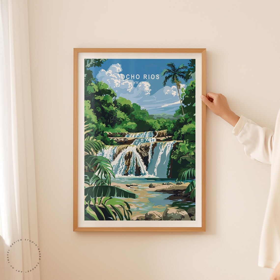 Ocho Rios Jamaica Dunn's River Falls Tropical Waterfall Travel Poster - Image 2