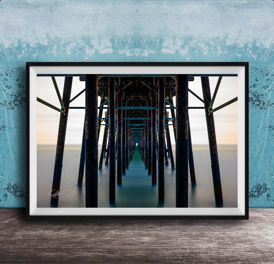 Oceanside Pier Black and White Photo Art Print
