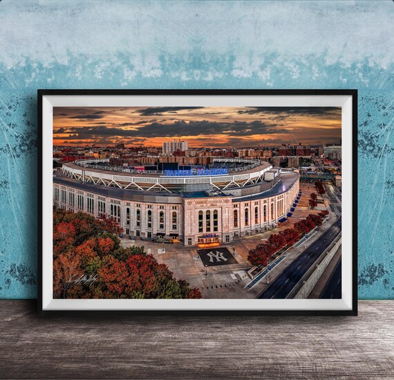 Yankee Stadium Autumn Baseball Scene Wall Art Print