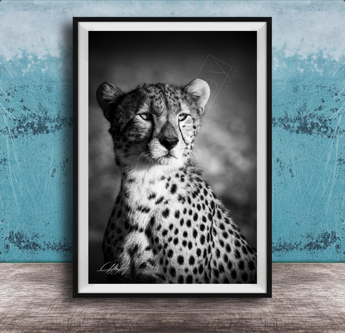 Cheetah Wall Art Print Bold Black And White Safari Decor