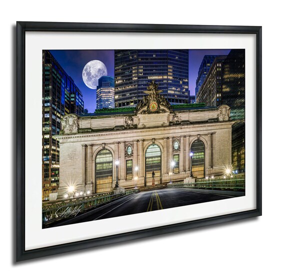 Grand Central Terminal at Night Under a Full Moon New York City Wall Art