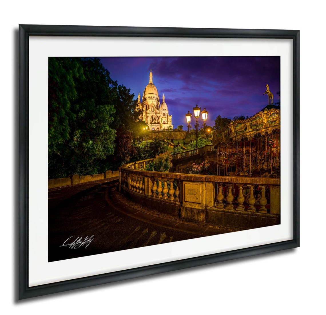 Sacre Coeur Basilica Paris Night Montmartre Carousel Photo Poster