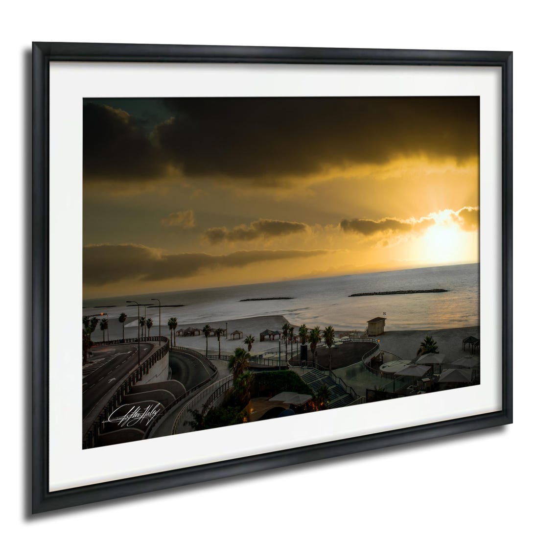 Tel Aviv Sunset Mediterranean Coastline Photography Art Print