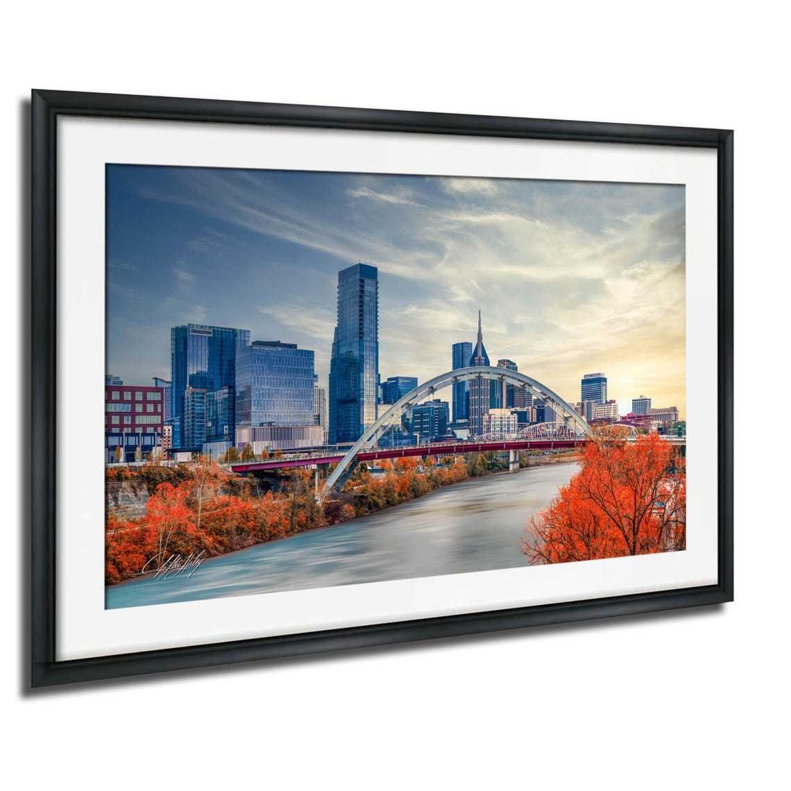 Music City Skyline Print Autumn Glow Korean Veterans Bridge Canvas Or Paper