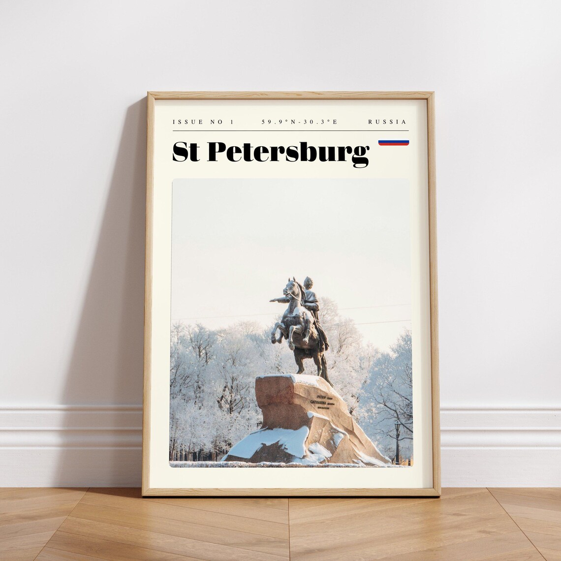 St Petersburg Russia Bronze Horseman Snow Winter Travel Poster - Image 3