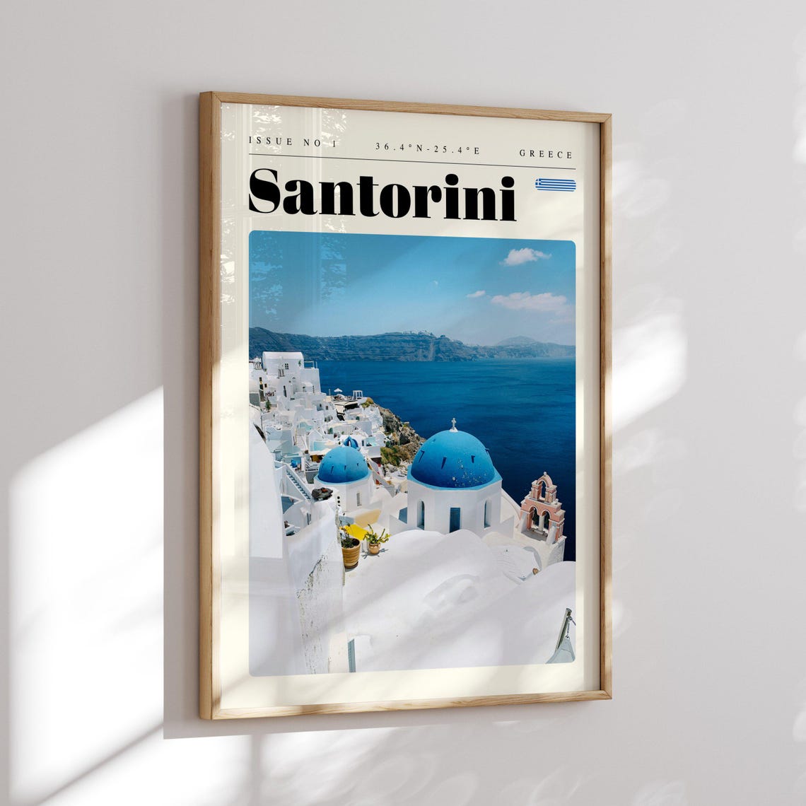 Santorini Greece Blue Domes White Village Over The Aegean Poster - Image 2
