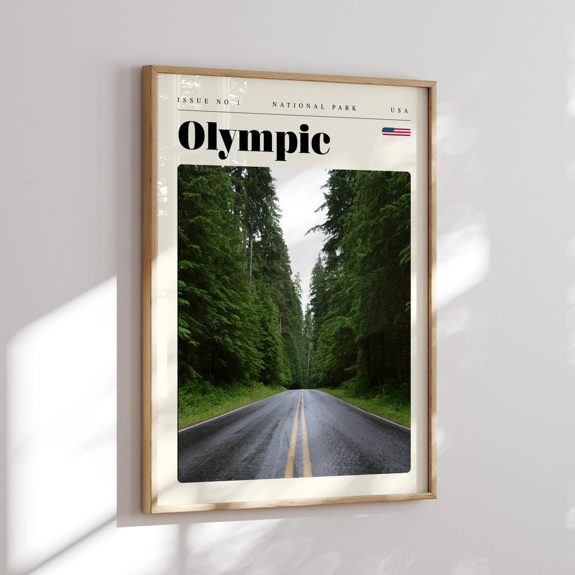 Olympic National Park Evergreen Forest Road Modern Travel Poster - Image 2