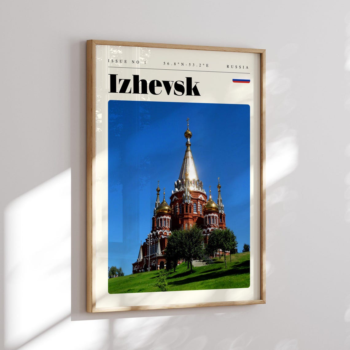 Izhevsk Russia Ornate Cathedral Golden Domes Modern Travel Poster - Image 2