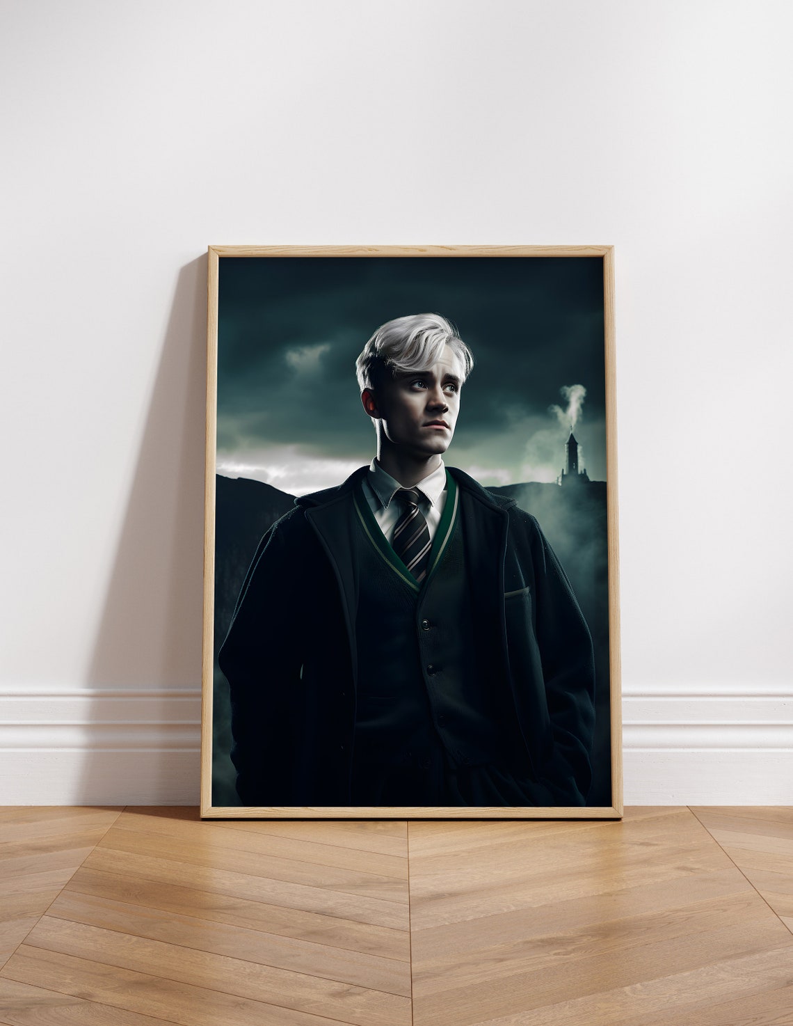 Serpent House Blond Wizard Green Tie Dark Gothic Portrait Poster
