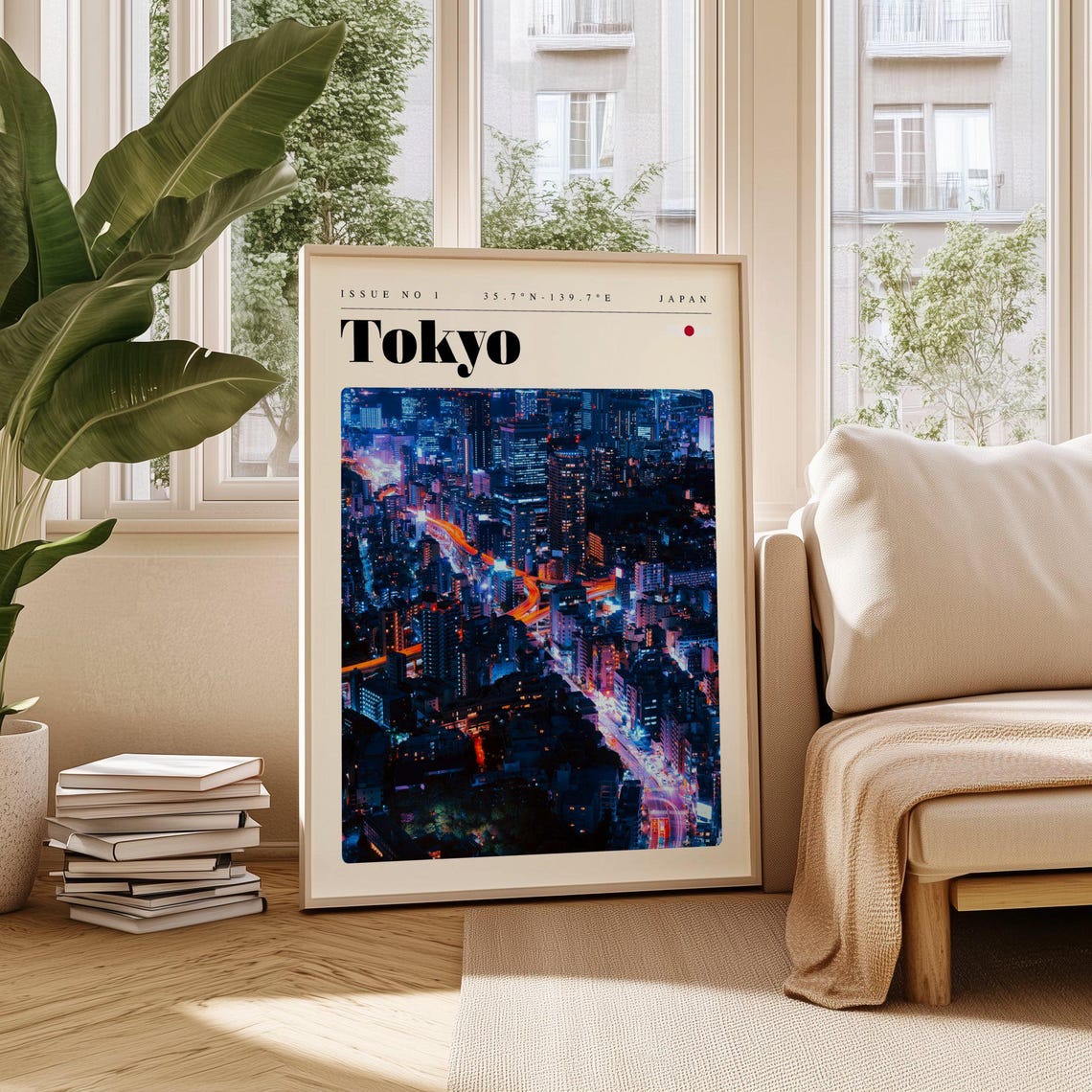 Tokyo Japan Neon Night Cityscape Aerial Lights Photography Poster