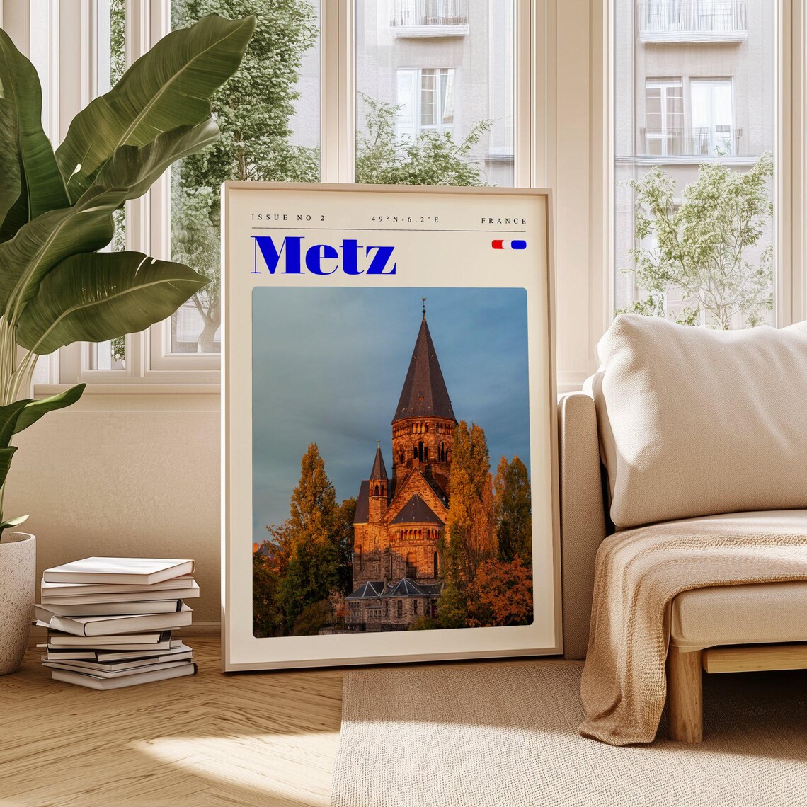 Metz France Temple Neuf Church Sunset Golden Hour Photo Travel Poster