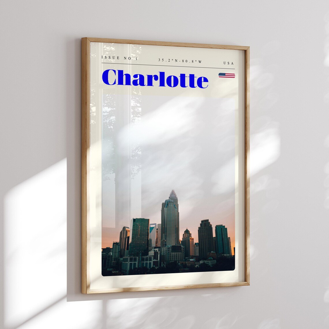 Charlotte North Carolina Skyline Silhouette Dusk Travel Poster - Image 2