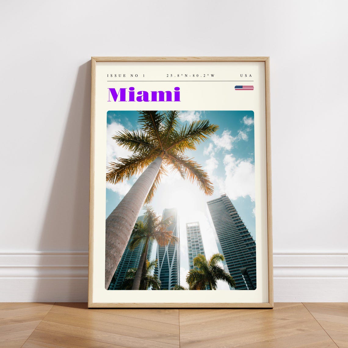 Miami Tropical Palm Trees Skyscrapers View Florida USA Travel Poster - Image 3