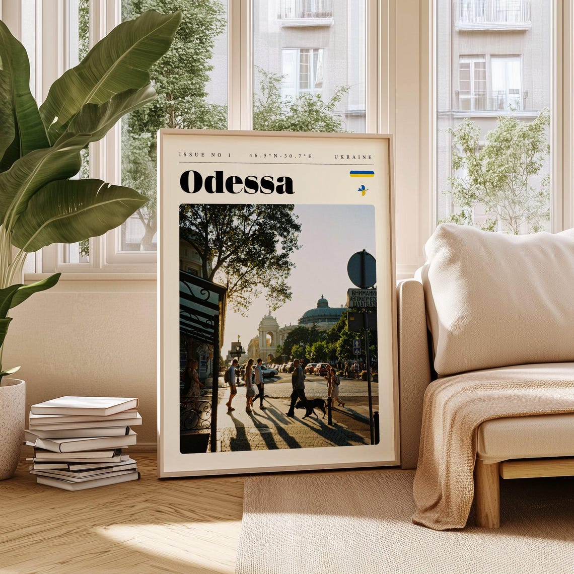 Odessa Ukraine Sunny Street With Pedestrians At Sunset Poster