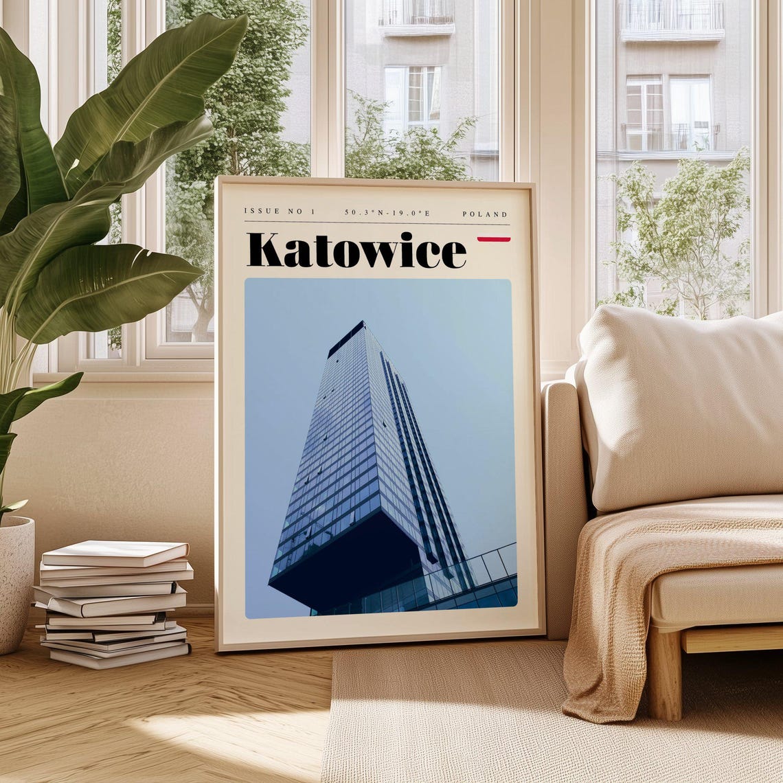 Katowice Poland Modern Glass Skyscraper Looking Up Photo Poster