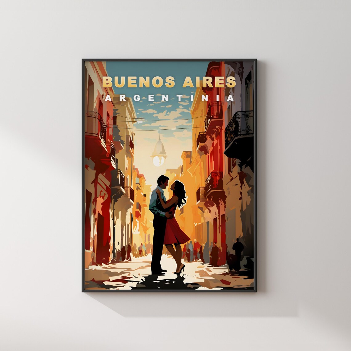 Buenos Aires Argentina Tango Dancers Colorful Street Travel Poster - Image 2
