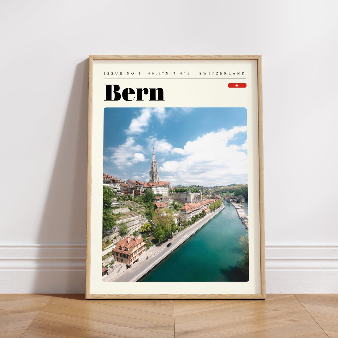 Bern Switzerland Aare River Old Town Rooftops Scenic Alpine Poster - Image 3