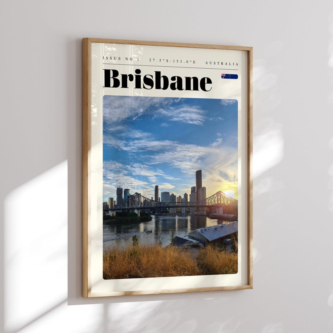 Brisbane Australia Sunset Skyline River Bridge Travel Poster - Image 2