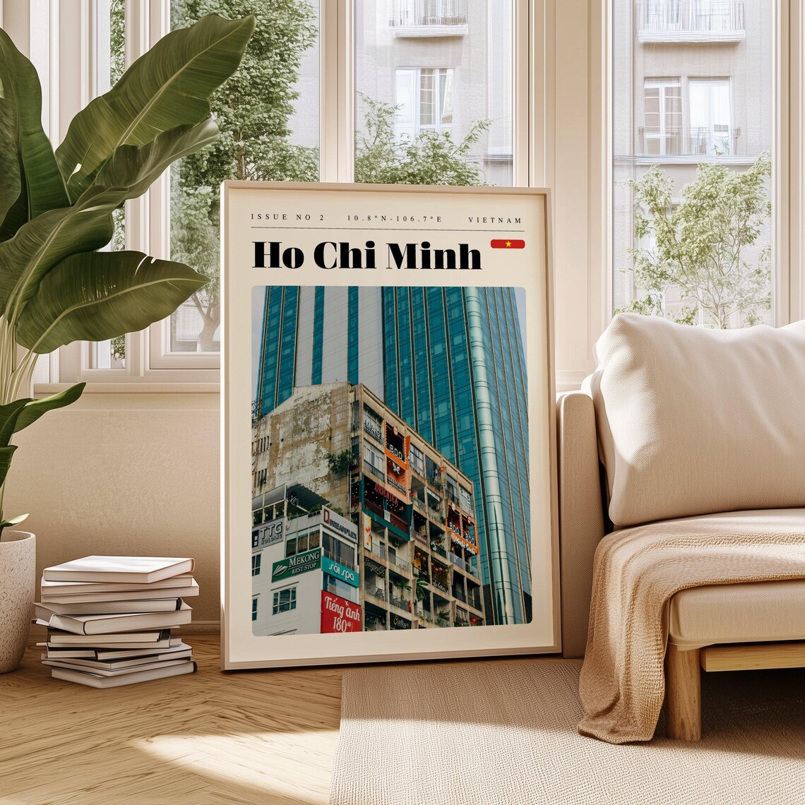 Ho Chi Minh City Vietnam Vintage Apartments Street Travel Poster