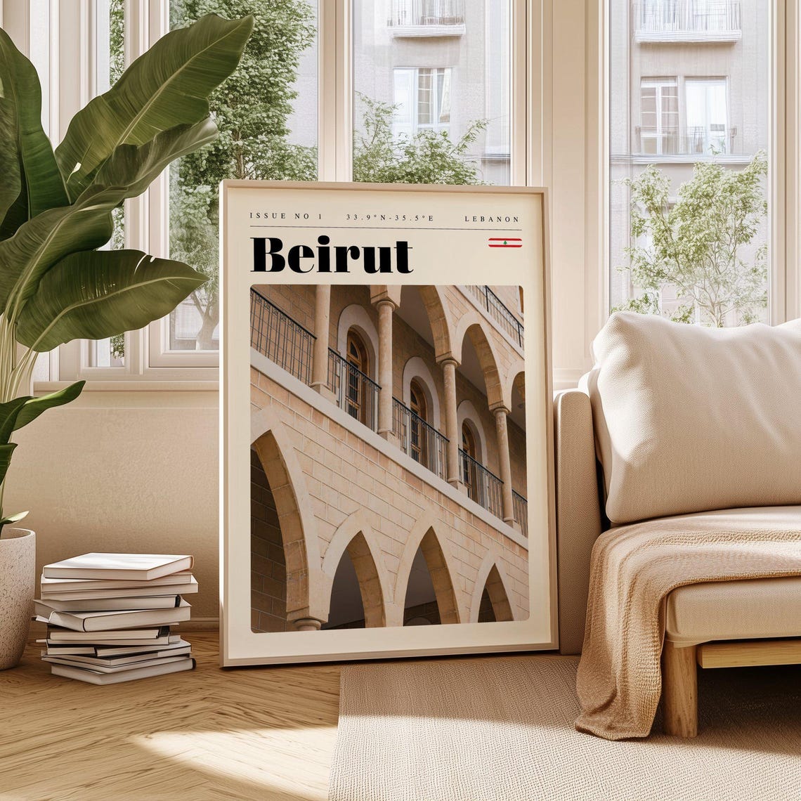 Beirut Stone Arches Architecture Lebanon Issue 1 Retro Travel Poster