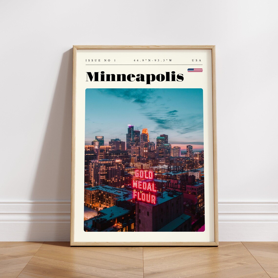 Minneapolis USA Gold Medal Flour Neon Sign Skyline Travel Poster - Image 3