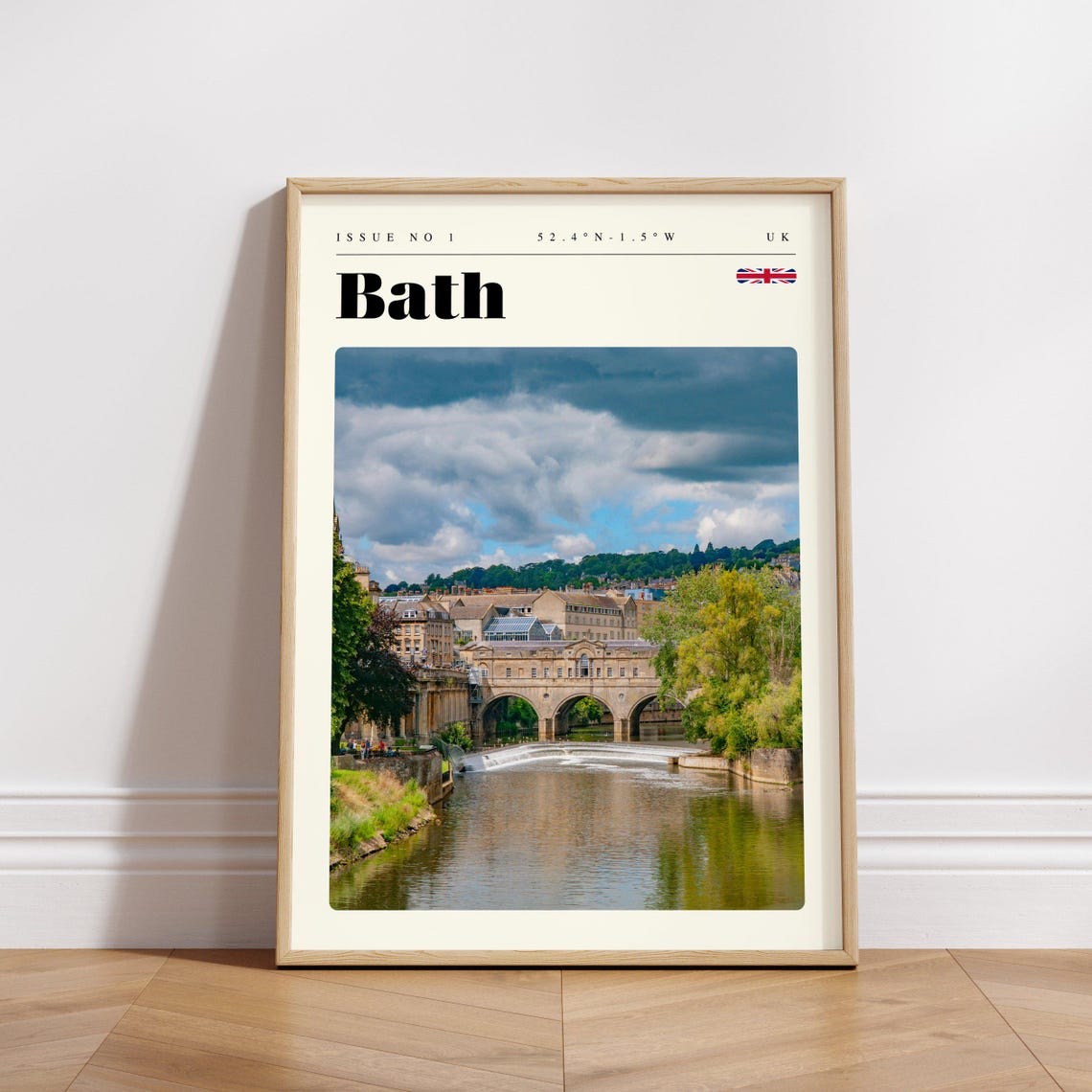 Bath Pulteney Bridge River Avon UK Issue 1 Retro Travel Poster - Image 3