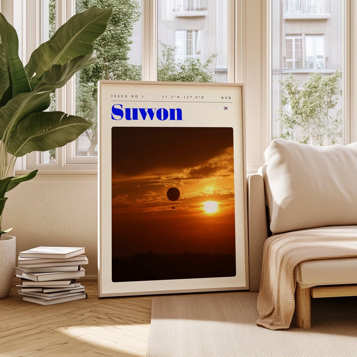 Suwon South Korea Golden Sunset Dramatic Sky Horizon Travel Poster