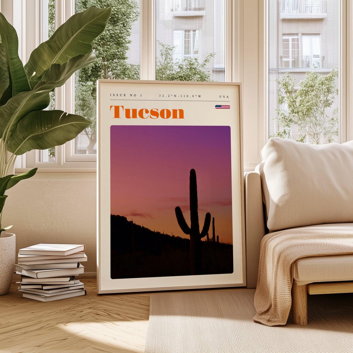 Tucson Arizona Sunset Saguaro Cactus Desert Silhouette Poster