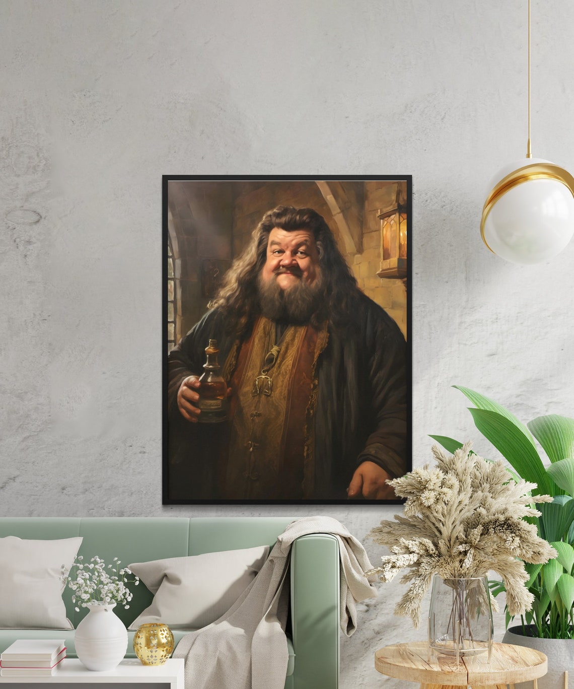 Warm Hagrid Portrait Bearded Gamekeeper Wizard Oil Painting Poster - Image 2