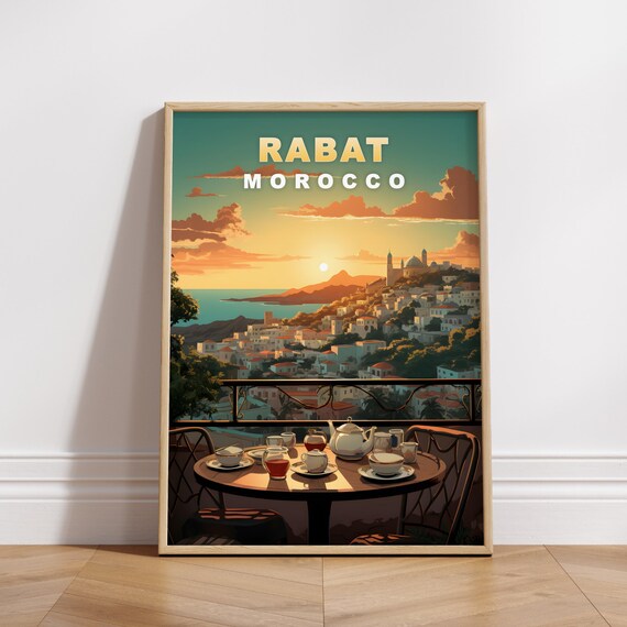 Rabat Travel Poster Morocco Print Retro Wall Art Wall Decor Vintage Africa Cities Art Decoration
