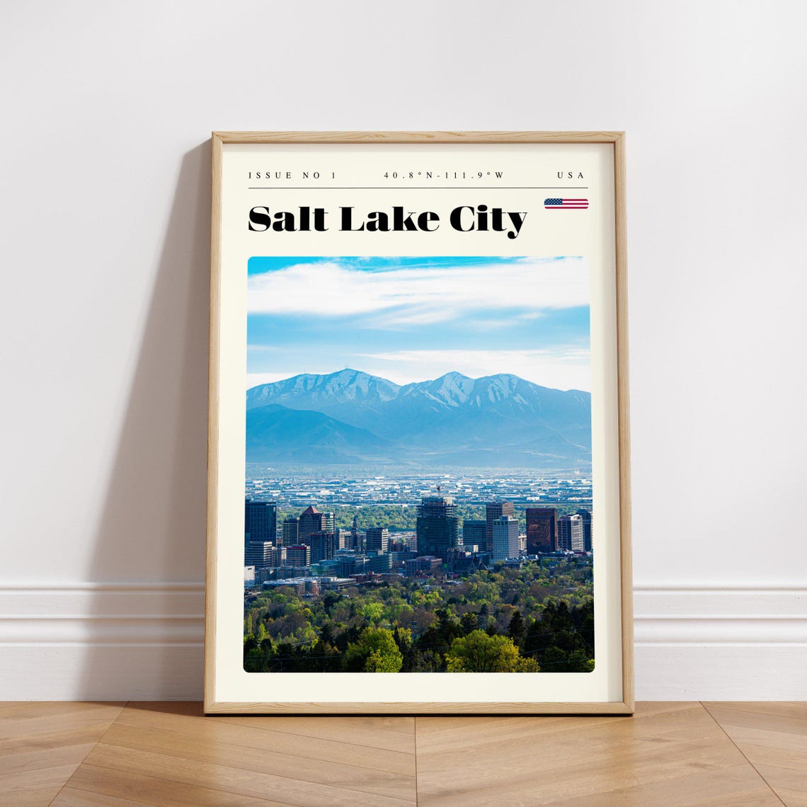 Salt Lake City Skyline Mountain Backdrop Utah USA Travel Poster - Image 3
