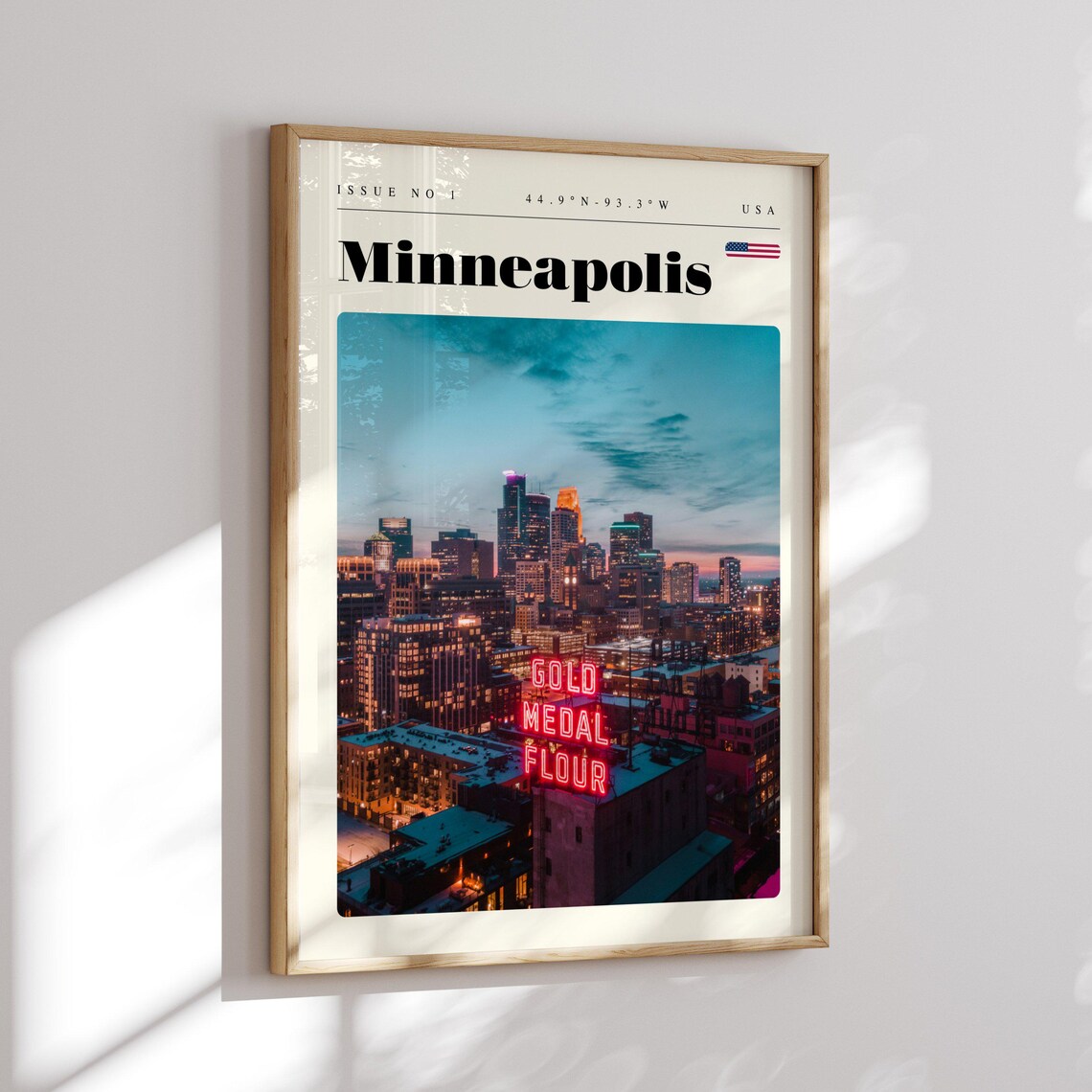 Minneapolis USA Gold Medal Flour Neon Sign Skyline Travel Poster - Image 2