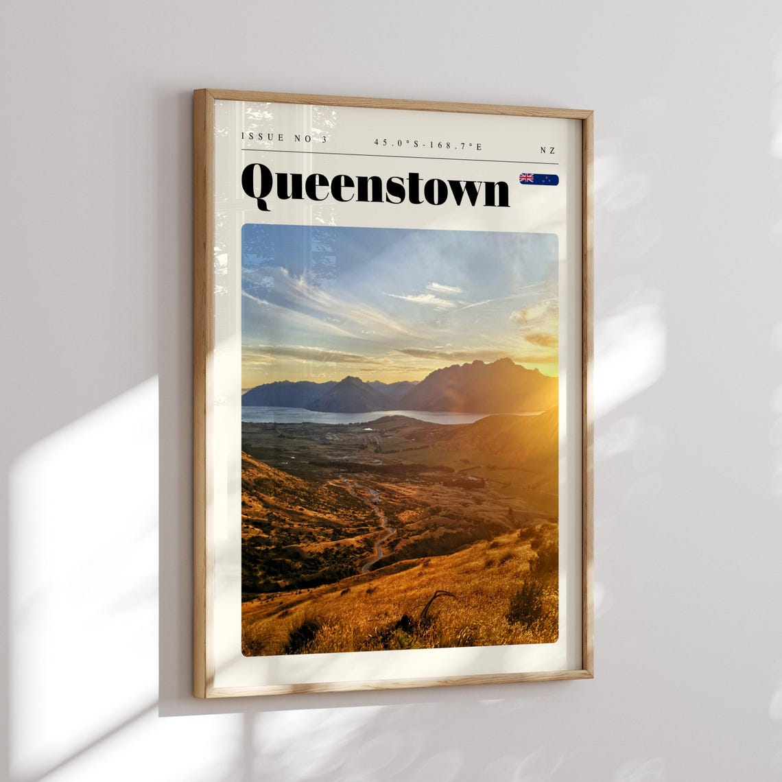 Queenstown New Zealand Mountain Lake Sunset Valley Travel Poster - Image 2